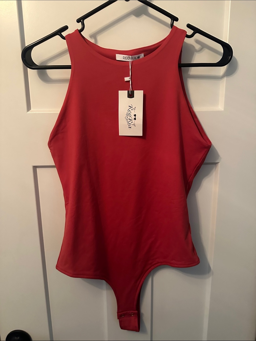 ReoRia Rust Red High-Neck Sleeveless Bodysuit